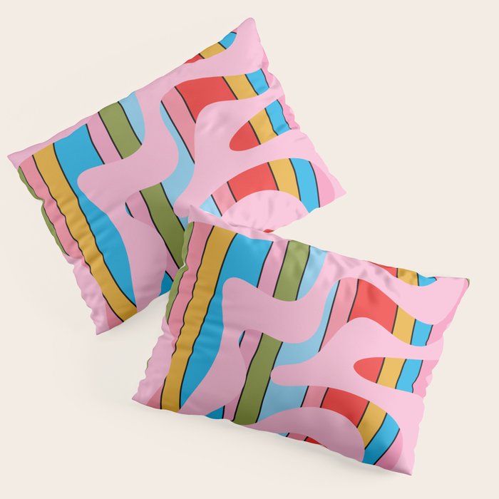 Stripey Swirl Colorful Pop Pattern with Pink  Pillow Sham Gallery Image 3