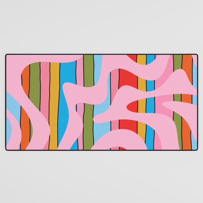 Stripey Swirl Colorful Pop Pattern with Pink  Desk Mat Gallery Image 3