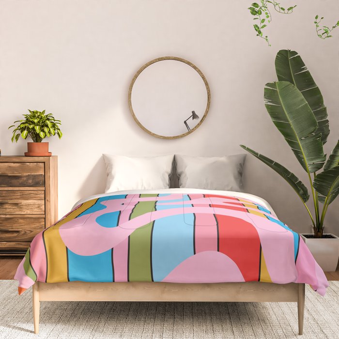 Stripey Swirl Colorful Pop Pattern with Pink  Comforter Gallery Image 3