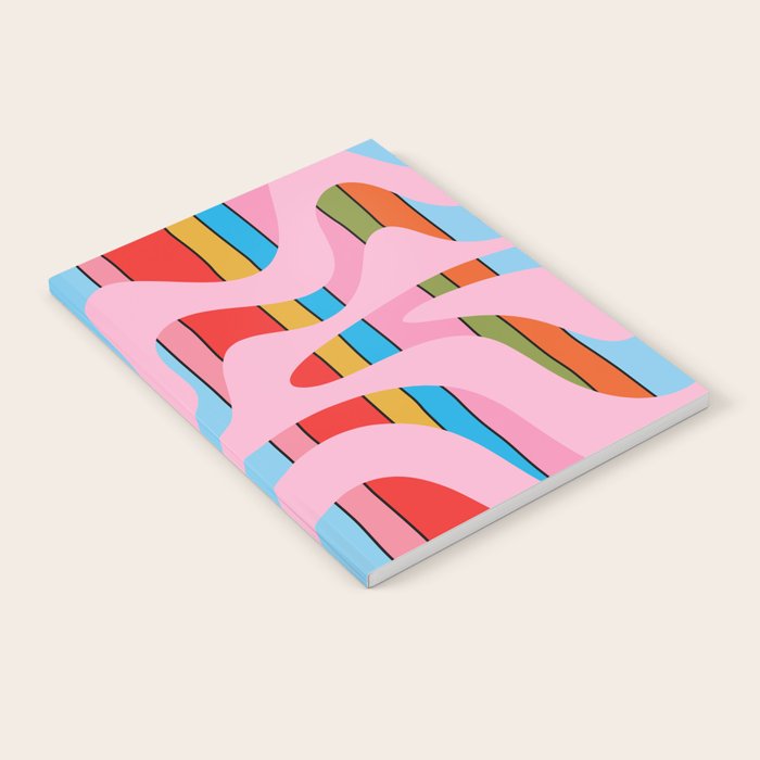 Stripey Swirl Colorful Pop Pattern with Pink  Notebook Gallery Image 2