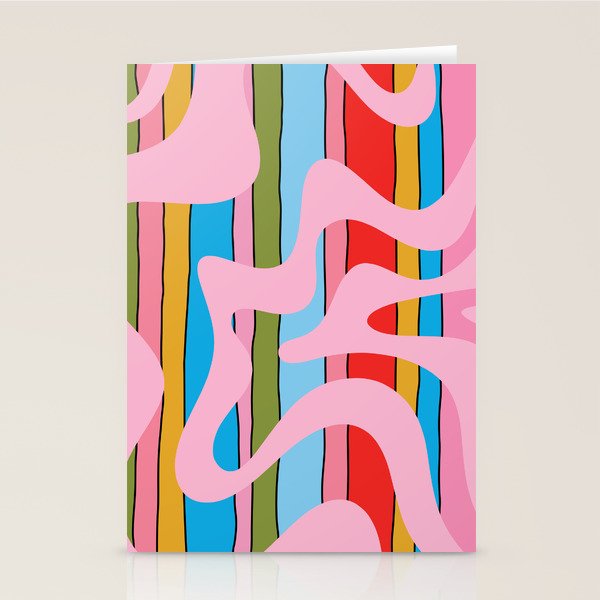 Stripey Swirl Colorful Pop Pattern with Pink  Stationery Card Gallery Image 2