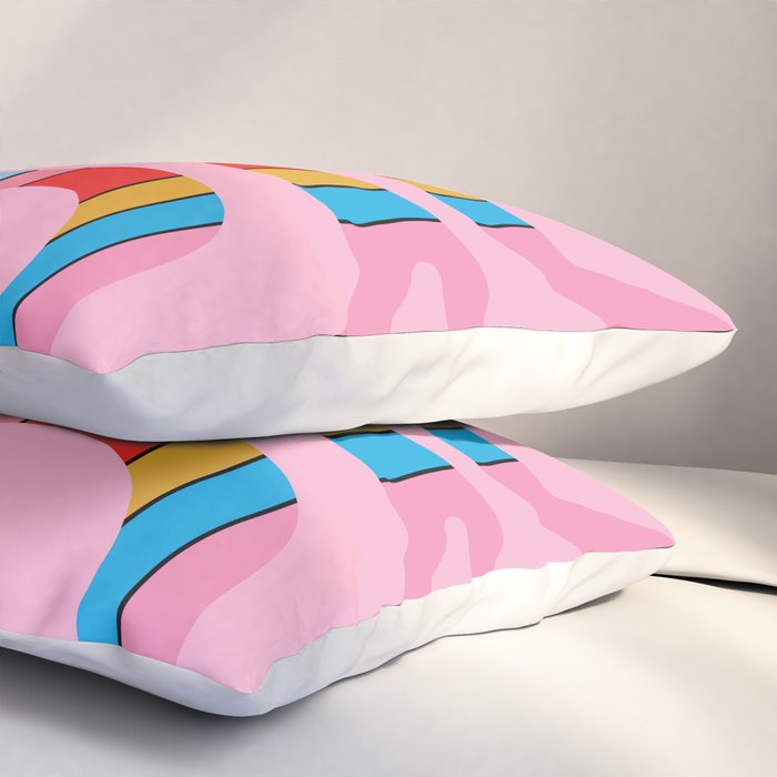 Stripey Swirl Colorful Pop Pattern with Pink  Pillow Sham Gallery Image 3
