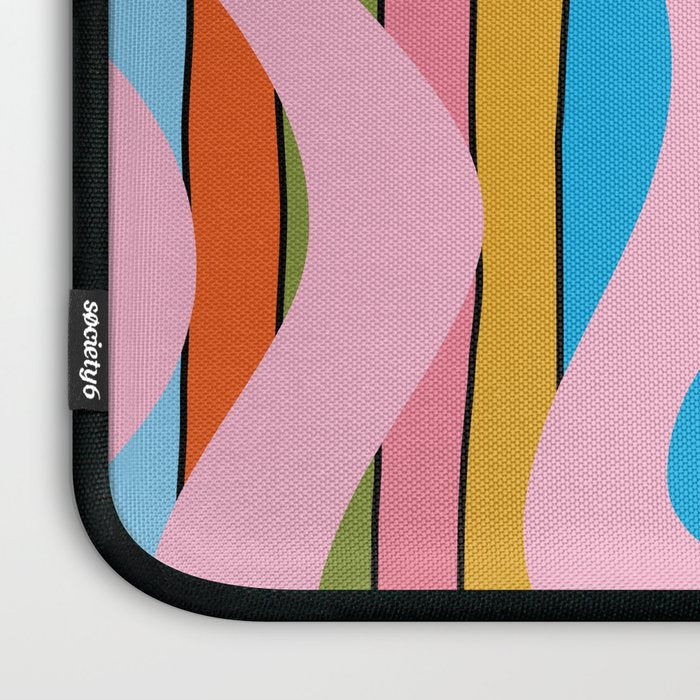 Stripey Swirl Colorful Pop Pattern with Pink  Laptop Sleeve Gallery Image 3