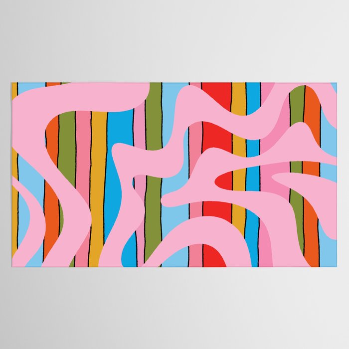 Stripey Swirl Colorful Pop Pattern with Pink  Tablecloth Gallery Image 2