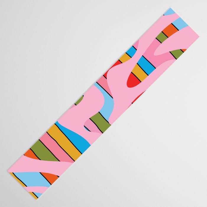 Stripey Swirl Colorful Pop Pattern with Pink  Table Runner Gallery Image 3