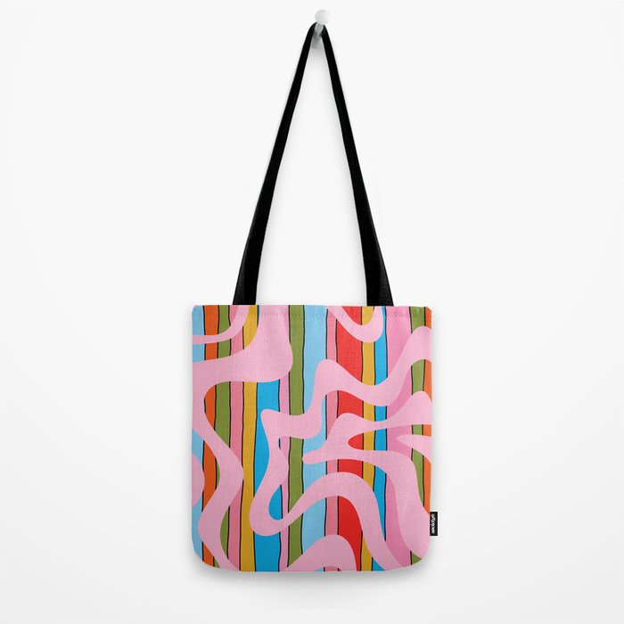 Stripey Swirl Colorful Pop Pattern with Pink  Tote Bag Gallery Image 2