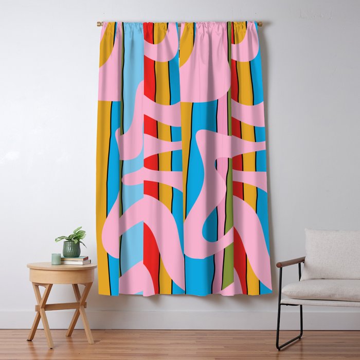 Stripey Swirl Colorful Pop Pattern with Pink  Window Curtain Gallery Image 5