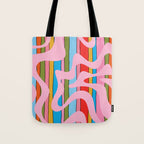 Stripey Swirl Colorful Pop Pattern with Pink  Tote Bag Gallery Image 1