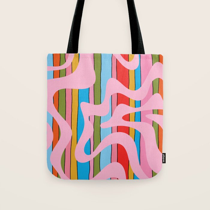 Stripey Swirl Colorful Pop Pattern with Pink  Tote Bag Gallery Image 1