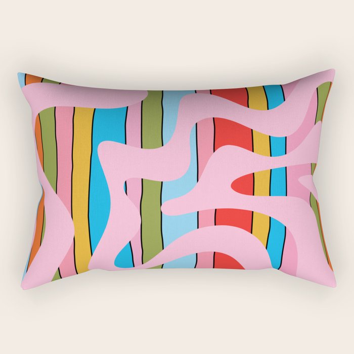 Stripey Swirl Colorful Pop Pattern with Pink  Rectangular Pillow Gallery Image 2