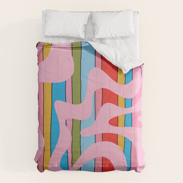 Stripey Swirl Colorful Pop Pattern with Pink  Comforter Gallery Image 1