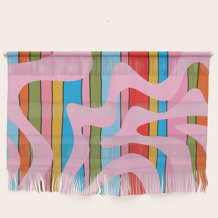 Stripey Swirl Colorful Pop Pattern with Pink  Wall Hanging Gallery Image 1