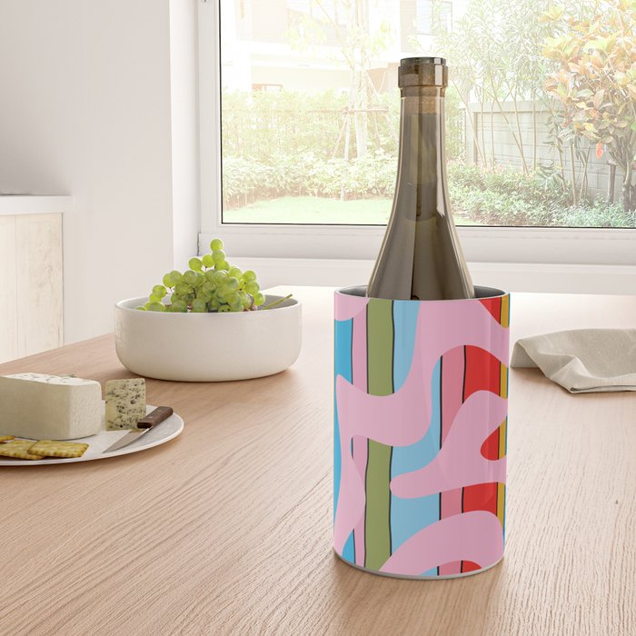 Stripey Swirl Colorful Pop Pattern with Pink  Wine Chiller Gallery Image 4