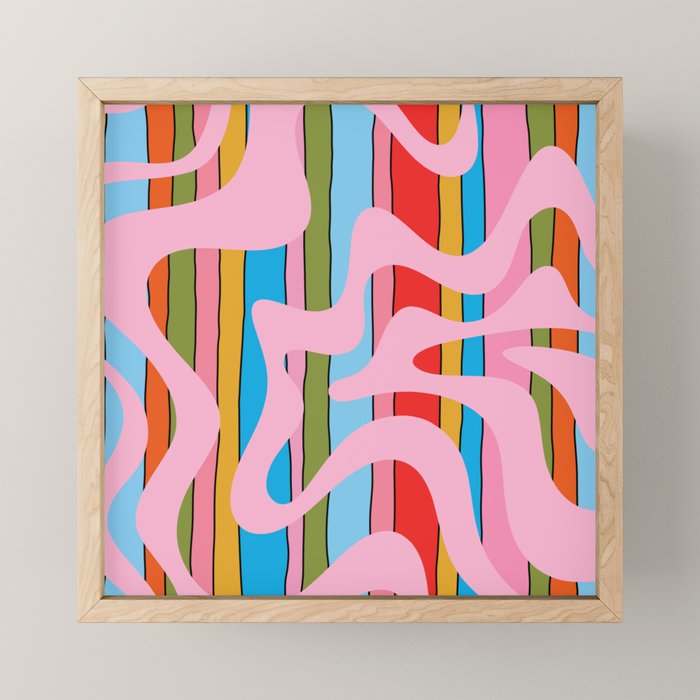 Stripey Swirl Colorful Pop Pattern with Pink  Mini Art Print Gallery Image 1