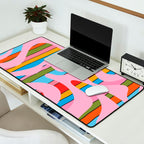 Stripey Swirl Colorful Pop Pattern with Pink  Desk Mat Gallery Image 2