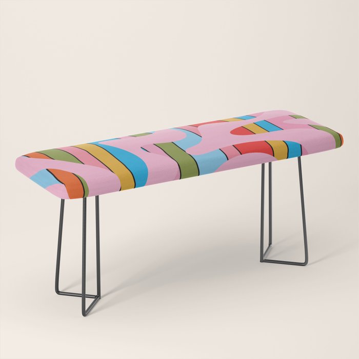 Stripey Swirl Colorful Pop Pattern with Pink  Bench Gallery Image 1