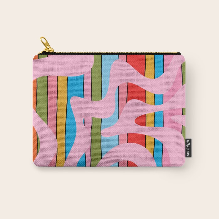 Stripey Swirl Colorful Pop Pattern with Pink  Carry All Pouch Gallery Image 1