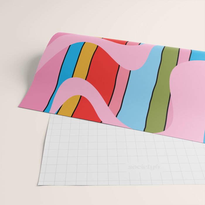 Stripey Swirl Colorful Pop Pattern with Pink  Wrapping Paper Gallery Image 2