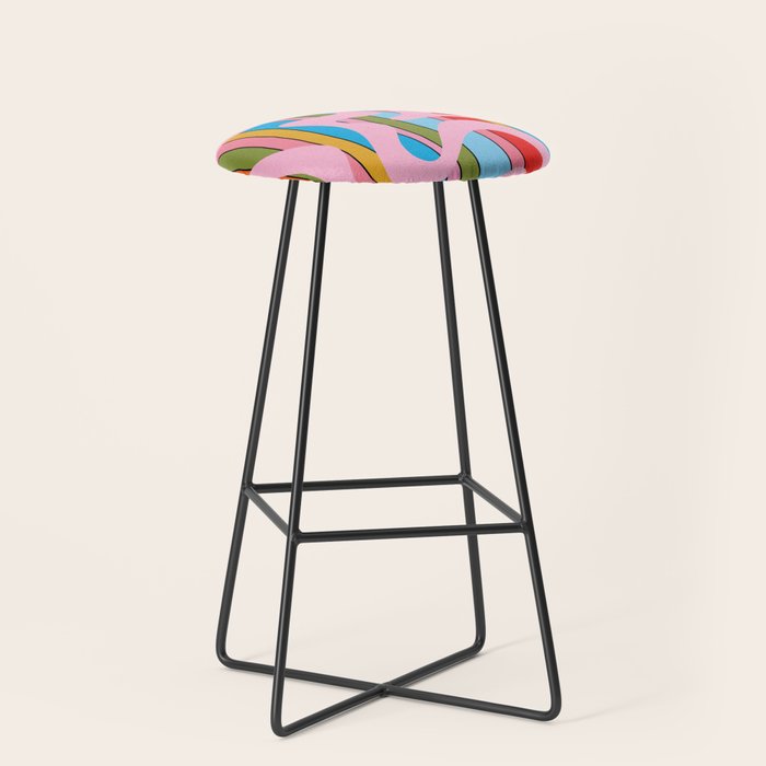 Stripey Swirl Colorful Pop Pattern with Pink  Stool Gallery Image 1