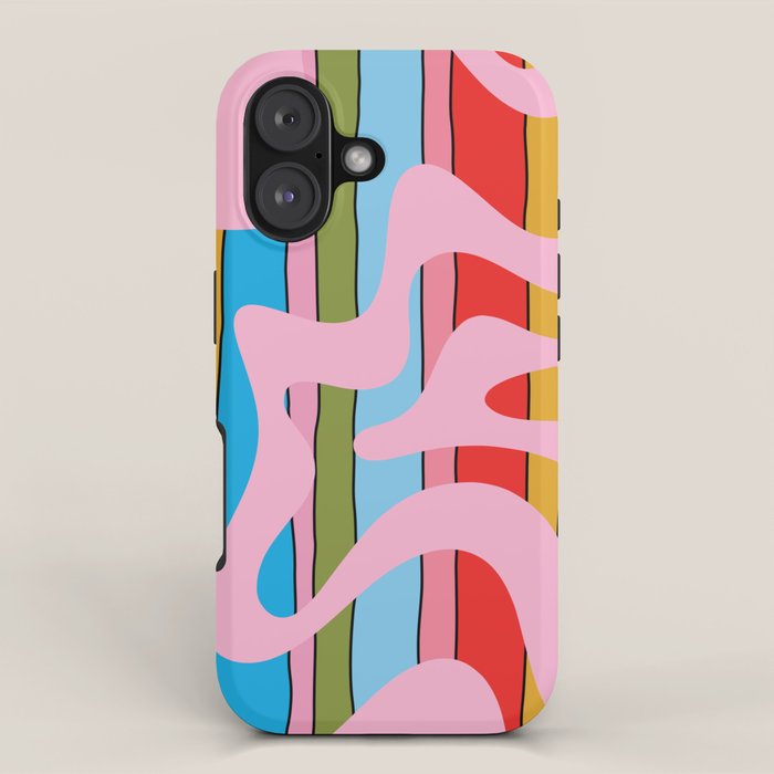 Stripey Swirl Colorful Pop Pattern with Pink  iPhone Case Gallery Image 1