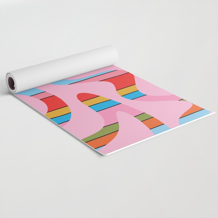 Stripey Swirl Colorful Pop Pattern with Pink  Yoga Mat Gallery Image 2