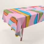 Stripey Swirl Colorful Pop Pattern with Pink  Tablecloth Gallery Image 1