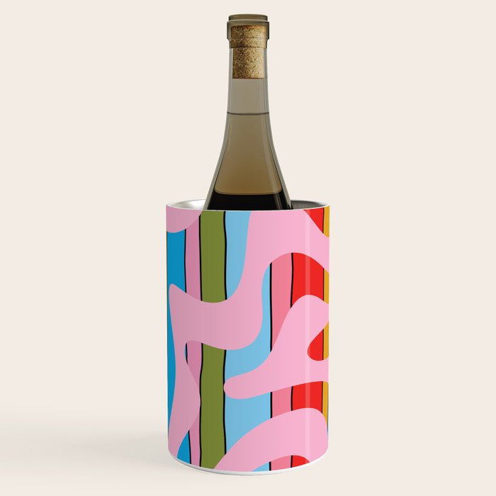 Stripey Swirl Colorful Pop Pattern with Pink  Wine Chiller Gallery Image 1