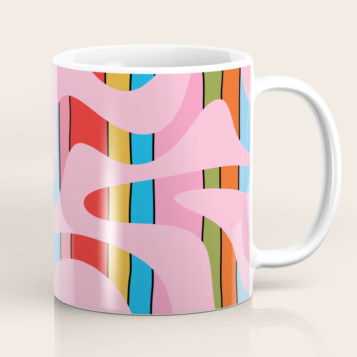 Stripey Swirl Colorful Pop Pattern with Pink  Coffee Mug Gallery Image 1