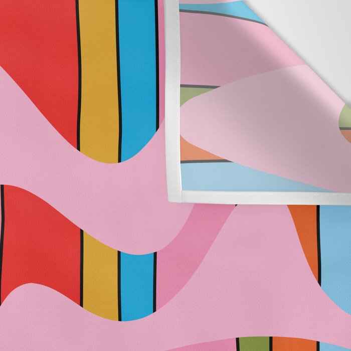 Stripey Swirl Colorful Pop Pattern with Pink  Wall Tapestry Gallery Image 3
