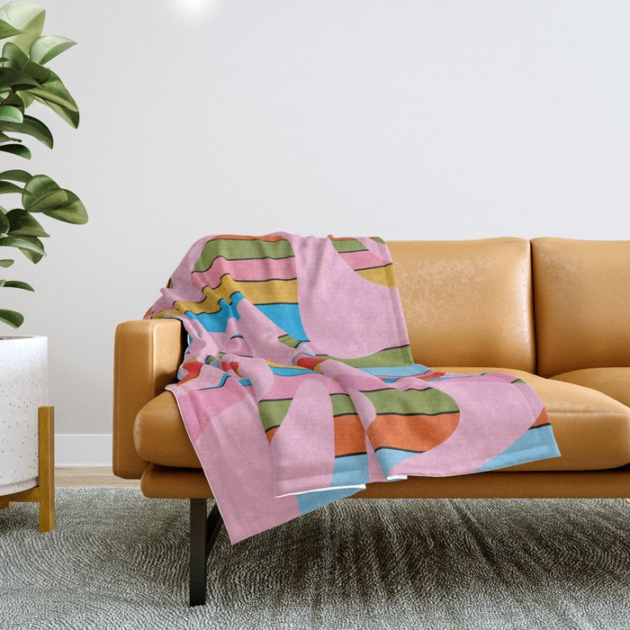 Stripey Swirl Colorful Pop Pattern with Pink  Throw Blanket Gallery Image 1