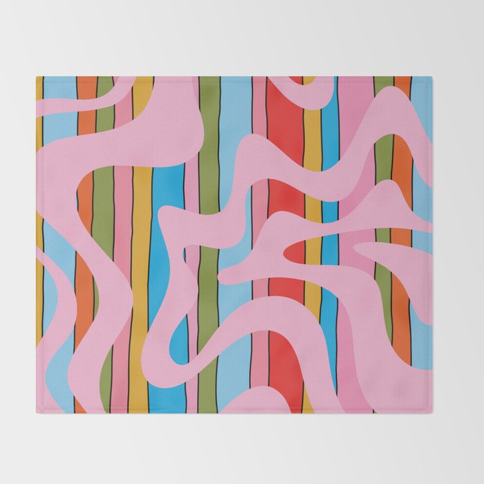 Stripey Swirl Colorful Pop Pattern with Pink  Throw Blanket Gallery Image 2