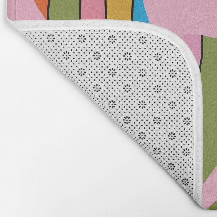 Stripey Swirl Colorful Pop Pattern with Pink  Bath Mat Gallery Image 2