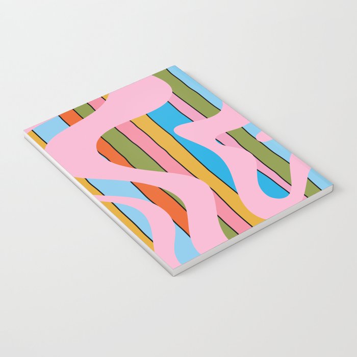 Stripey Swirl Colorful Pop Pattern with Pink  Notebook Gallery Image 3