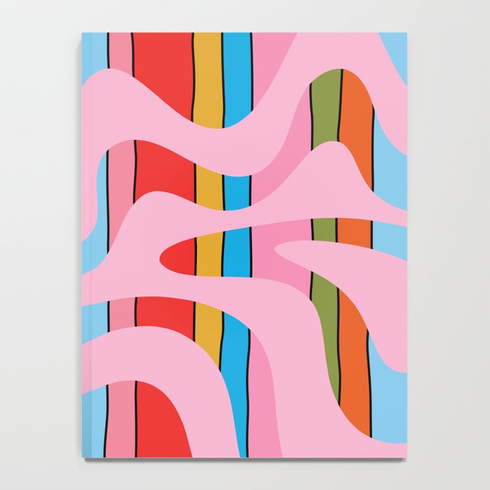 Stripey Swirl Colorful Pop Pattern with Pink  Notebook Gallery Image 4