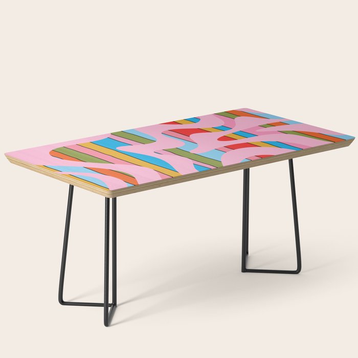 Stripey Swirl Colorful Pop Pattern with Pink  Coffee Table Gallery Image 1