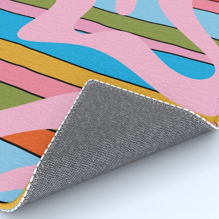 Stripey Swirl Colorful Pop Pattern with Pink  Rug Gallery Image 4