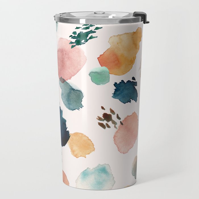 WILD WHIMS Abstract Watercolor Brush Strokes Travel Mug Gallery Image 2