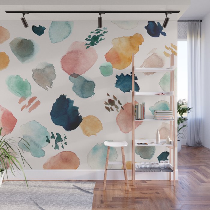 WILD WHIMS Abstract Watercolor Brush Strokes Wall Mural Gallery Image 1