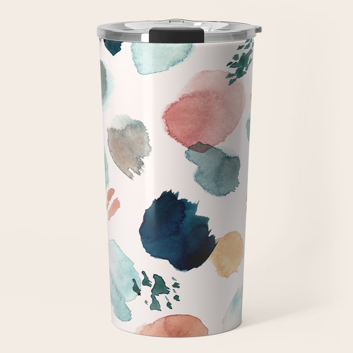 WILD WHIMS Abstract Watercolor Brush Strokes Travel Mug Gallery Image 1