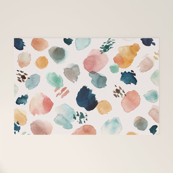 WILD WHIMS Abstract Watercolor Brush Strokes Welcome Mat Gallery Image 1