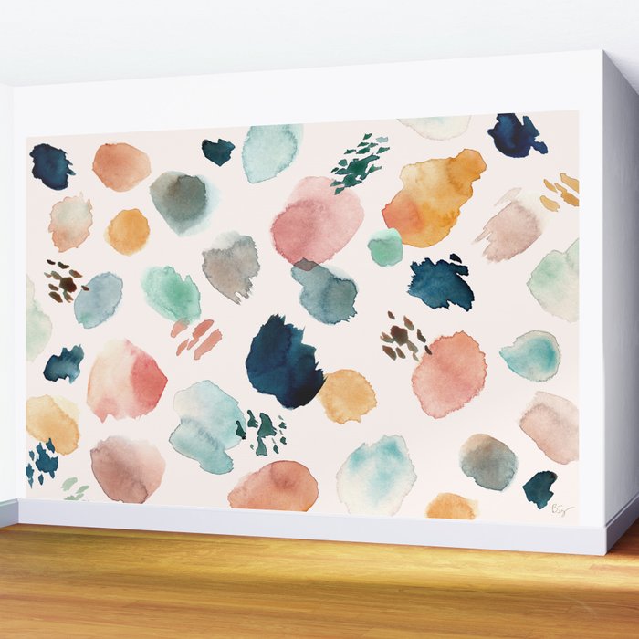 WILD WHIMS Abstract Watercolor Brush Strokes Wall Mural Gallery Image 2