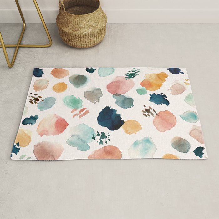 WILD WHIMS Abstract Watercolor Brush Strokes Rug Gallery Image 1