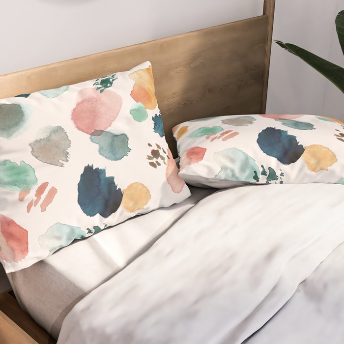 WILD WHIMS Abstract Watercolor Brush Strokes Pillow Sham Gallery Image 2