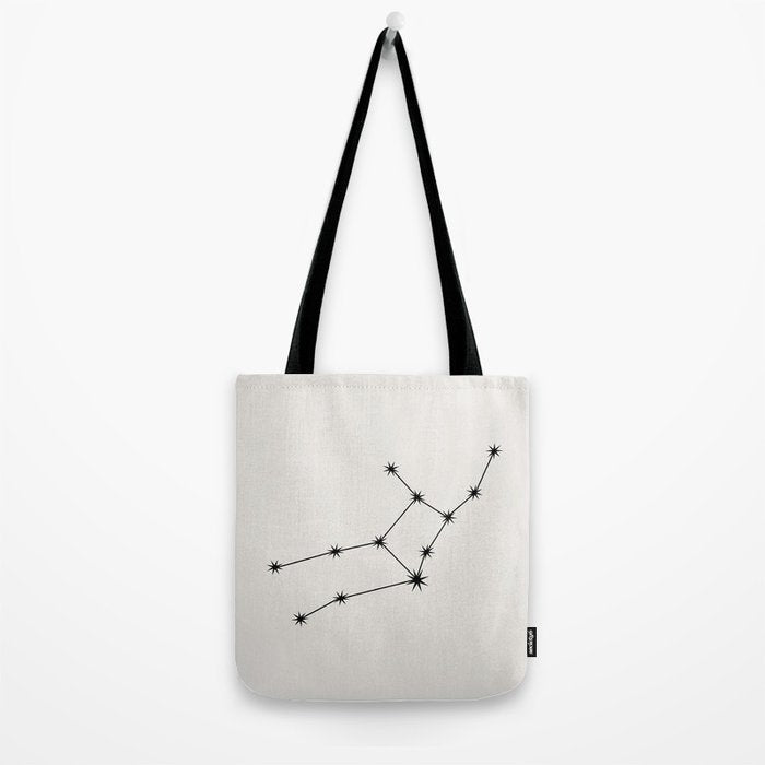 Virgo Zodiac Star Constellation Line Art White Tote Bag Gallery Image 2