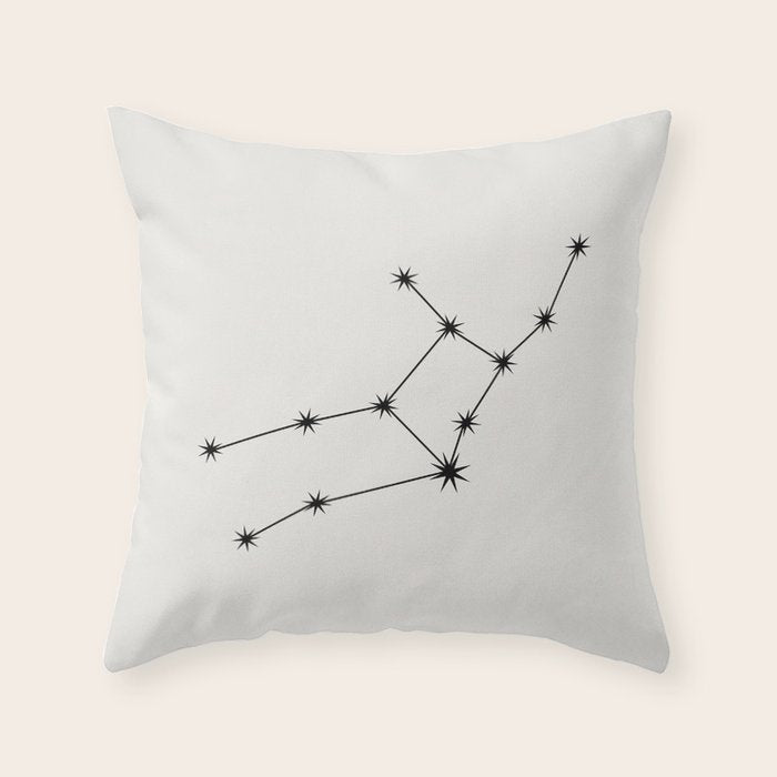 Virgo Zodiac Star Constellation Line Art White Throw Pillow Gallery Image 1