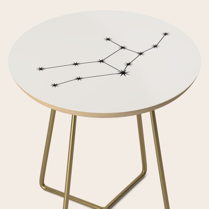 Virgo Zodiac Star Constellation Line Art White Side Table Gallery Image 2