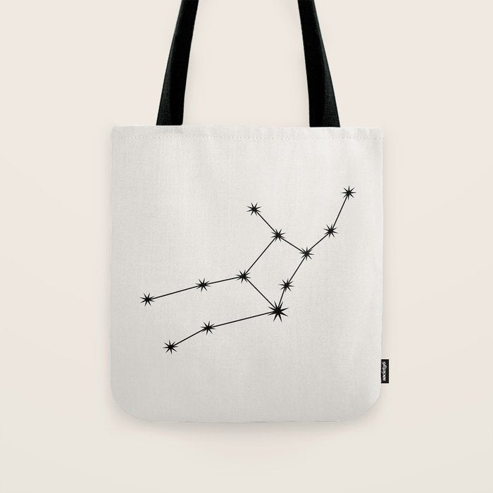 Virgo Zodiac Star Constellation Line Art White Tote Bag Gallery Image 1