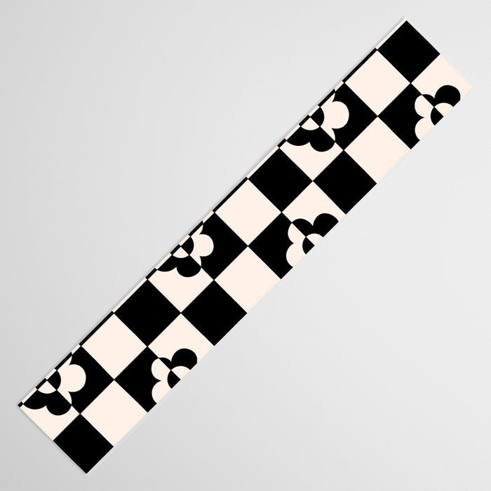 Mid century modern geometric black and white pattern Table Runner Gallery Image 3