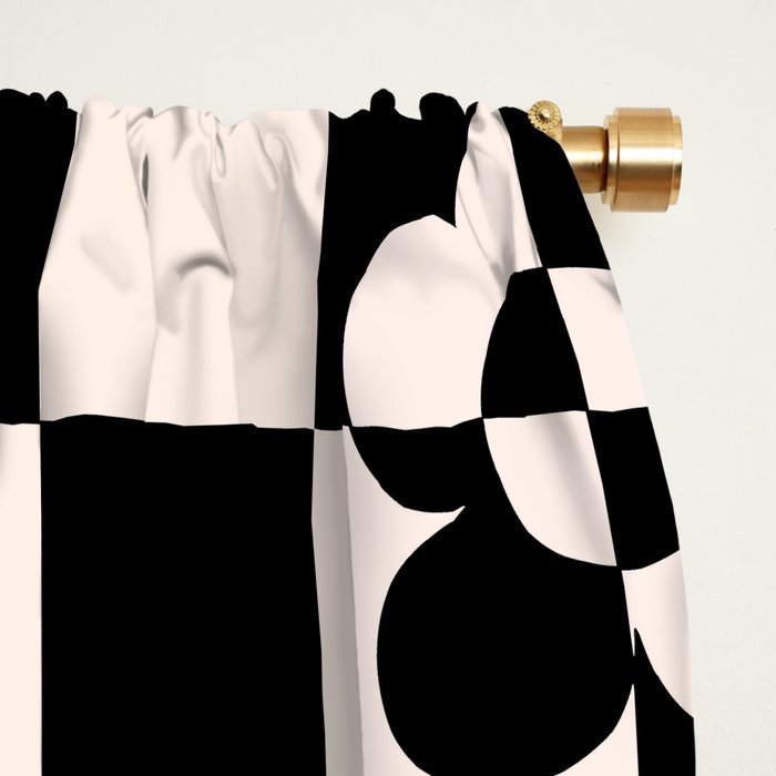 Mid century modern geometric black and white pattern Window Curtain Gallery Image 2