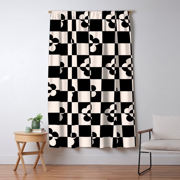 Mid century modern geometric black and white pattern Window Curtain Gallery Image 5